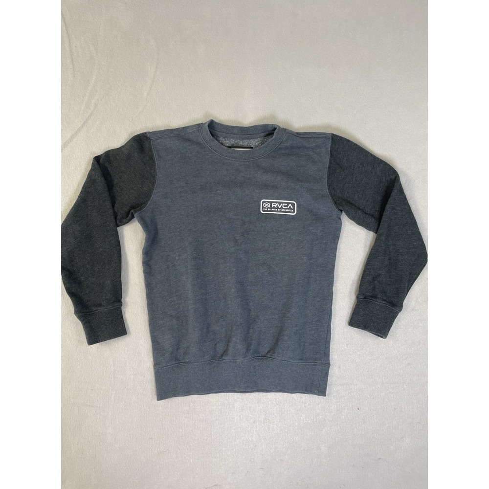 RVCA Boys Crewneck Sweatshirt Dark Gray Size S Long Sleeve Graphic on Back Logo